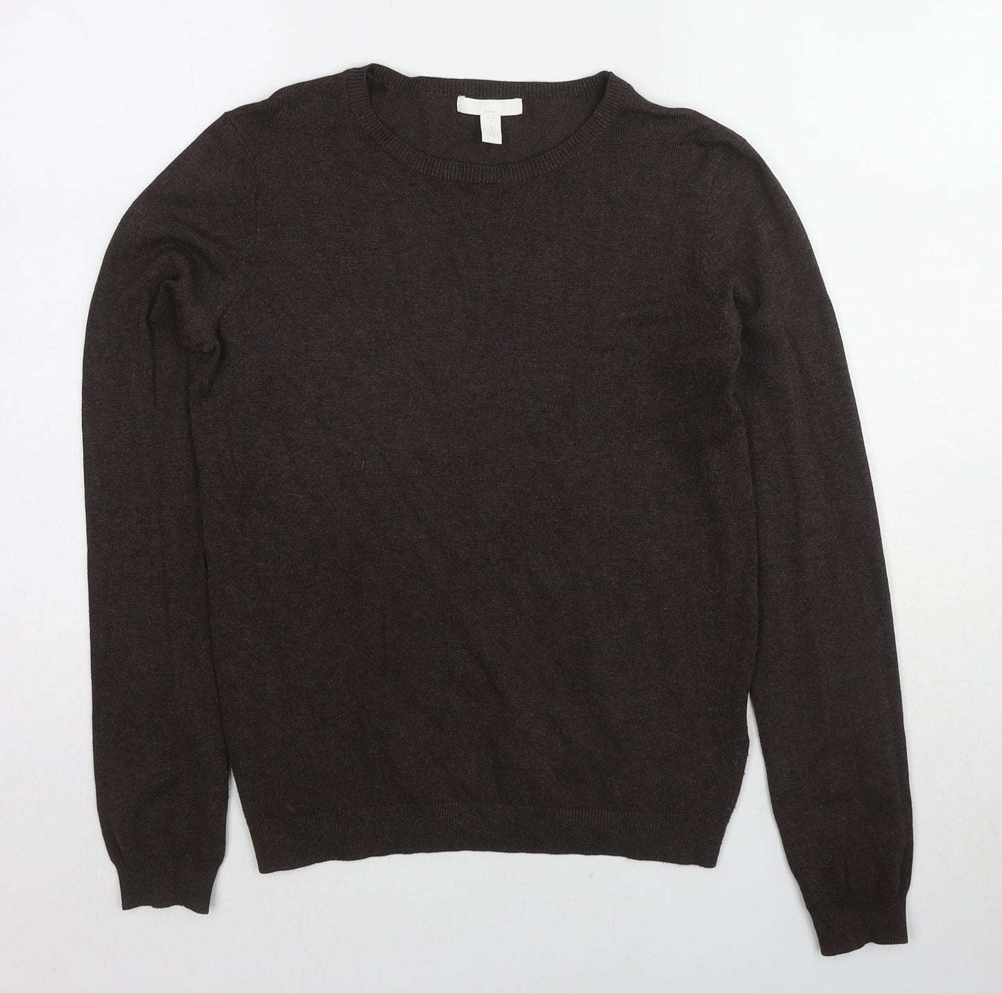 H&M Womens Brown Round Neck Viscose Pullover Jumper Size S