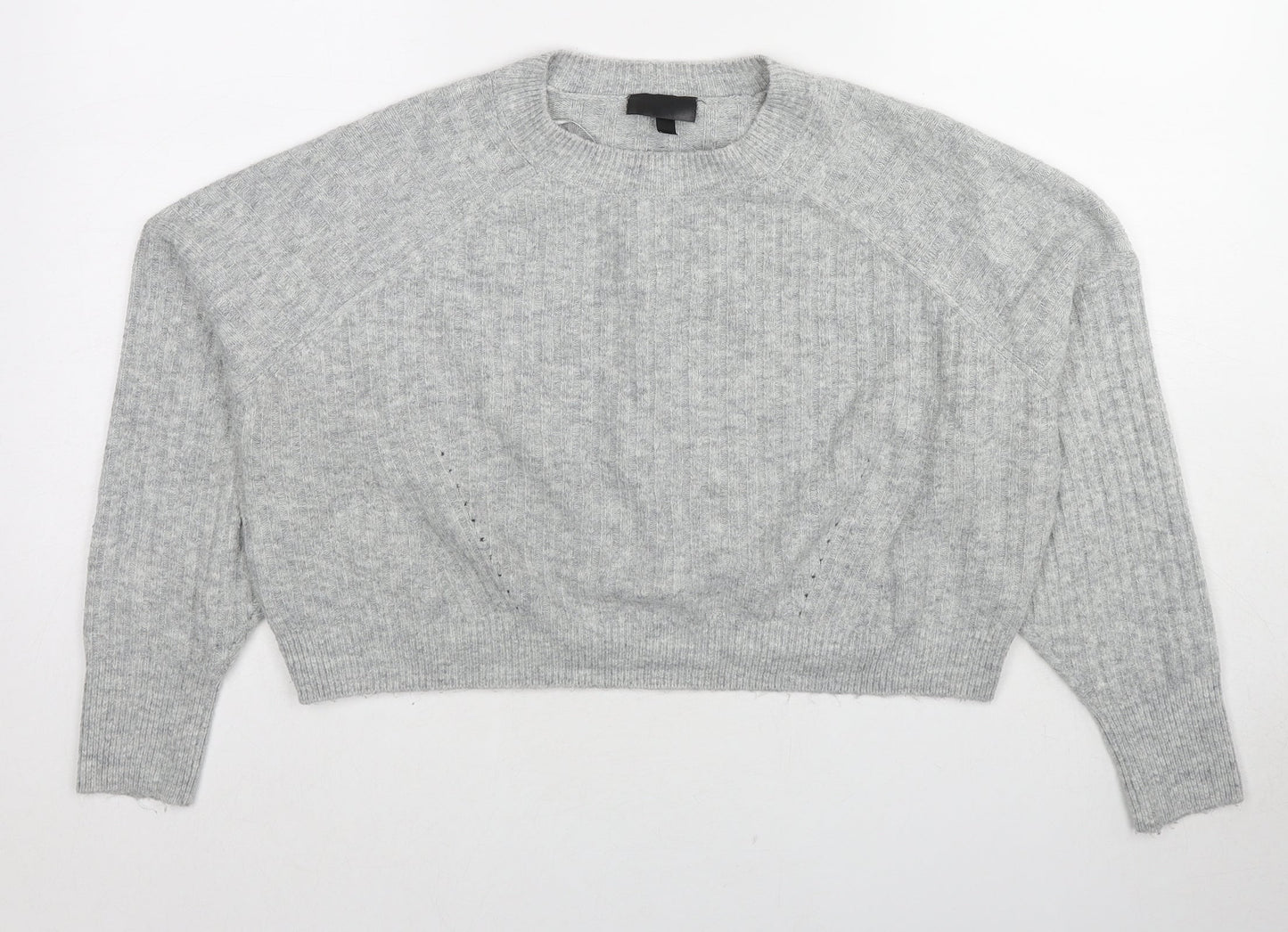 Topshop Womens Grey Round Neck Acrylic Pullover Jumper Size 12