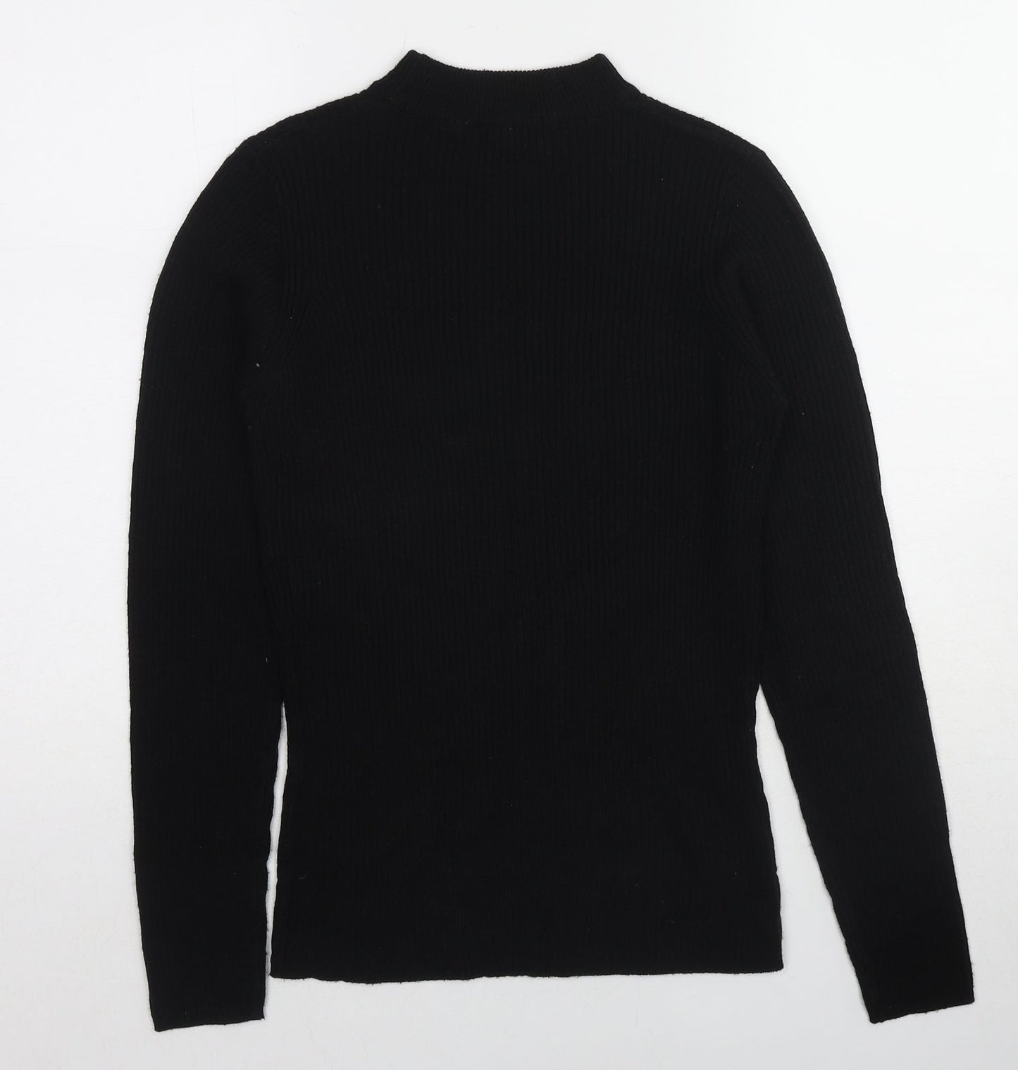Brave Soul Womens Black Mock Neck Acrylic Pullover Jumper Size L