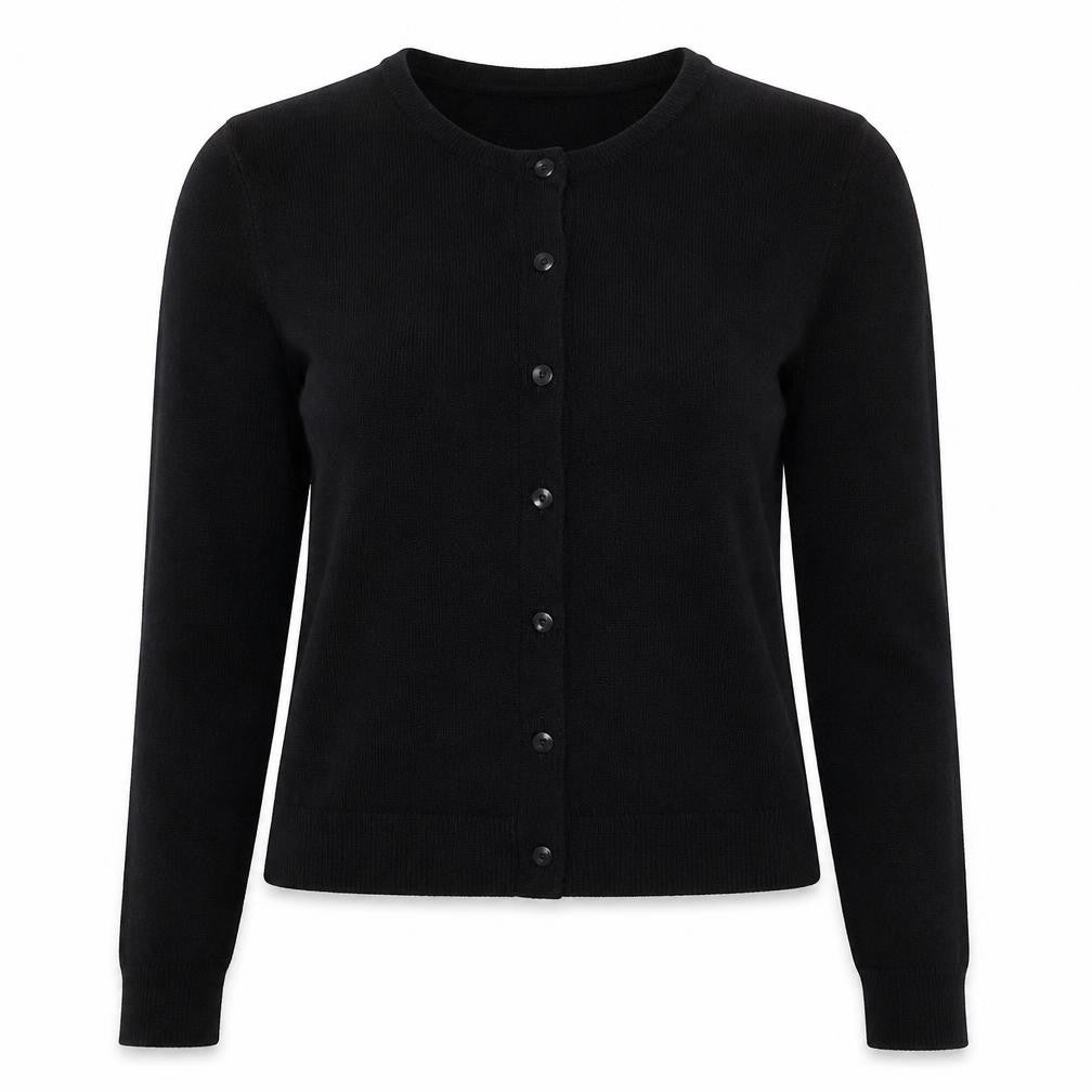 Ella J. Womens Black Round Neck Polyester Cardigan Jumper Size S