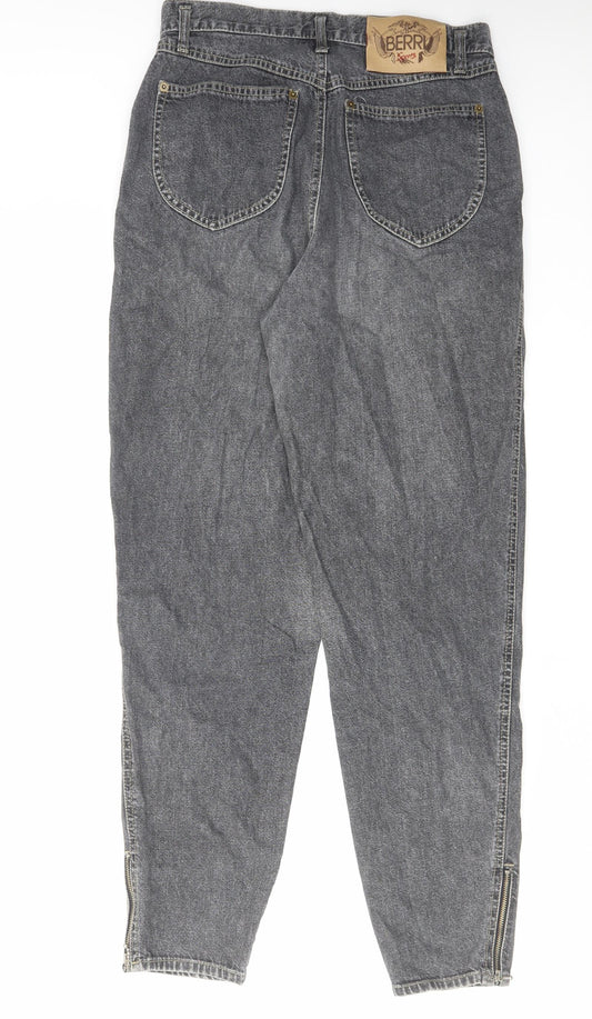 Moda Berri Womens Grey Cotton Tapered Jeans Size 12 L30 in Regular Zip