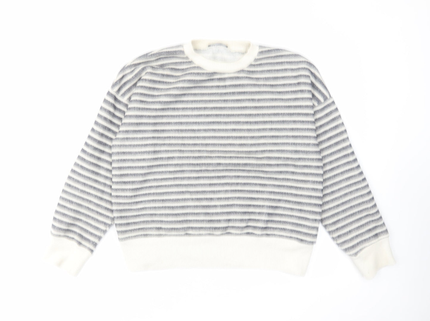 Zara Womens Grey Striped Polyester Pullover Sweatshirt Size M Pullover