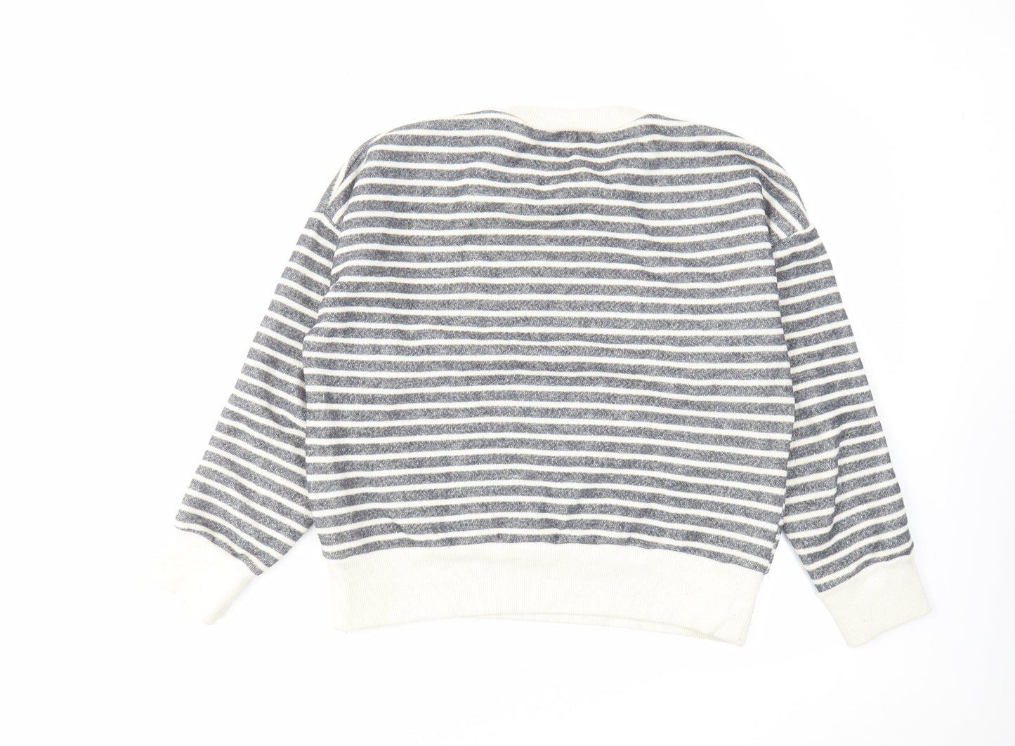 Zara Womens Grey Striped Polyester Pullover Sweatshirt Size M Pullover