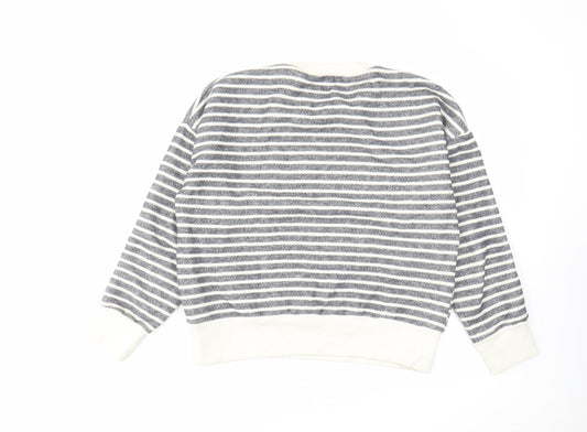 Zara Womens Grey Striped Polyester Pullover Sweatshirt Size M Pullover