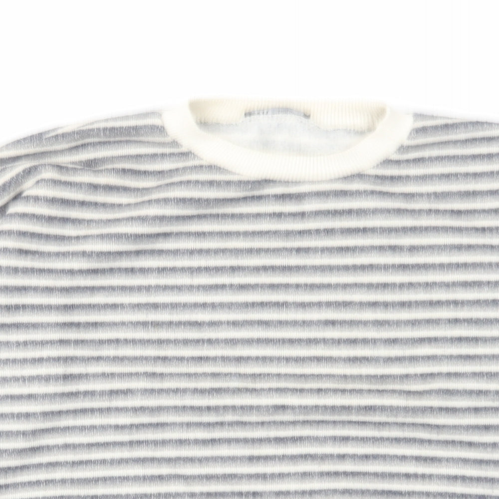 Zara Womens Grey Striped Polyester Pullover Sweatshirt Size M Pullover