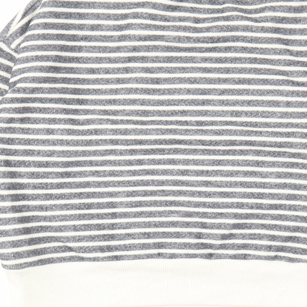 Zara Womens Grey Striped Polyester Pullover Sweatshirt Size M Pullover