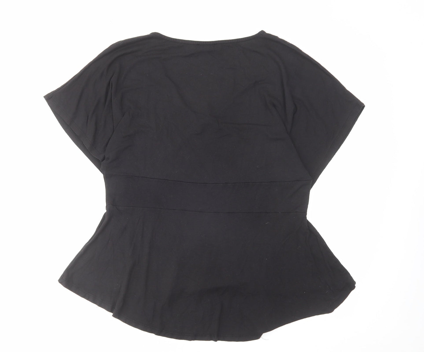 Ecaline Stockholm Womens Black Viscose Basic T-Shirt Size M V-Neck