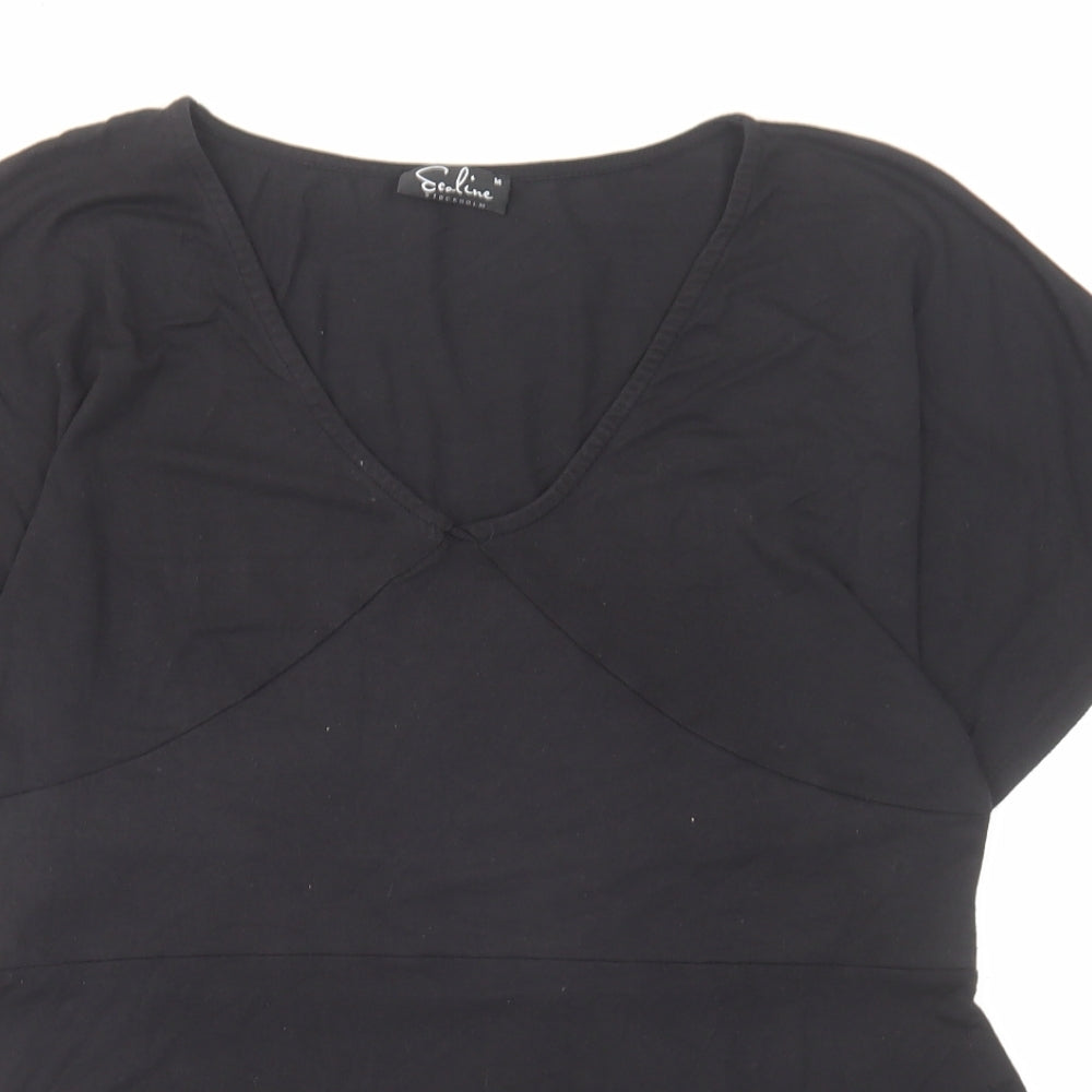 Ecaline Stockholm Womens Black Viscose Basic T-Shirt Size M V-Neck