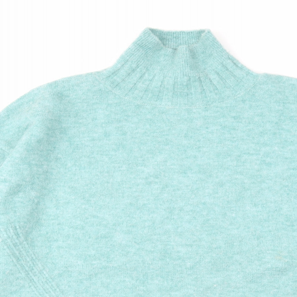 Topshop Womens Blue High Neck Acrylic Pullover Jumper Size S