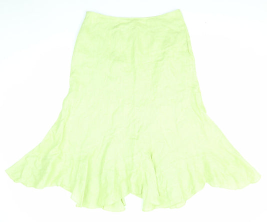 Erfo Womens Green Linen Swing Skirt Size 14 Zip