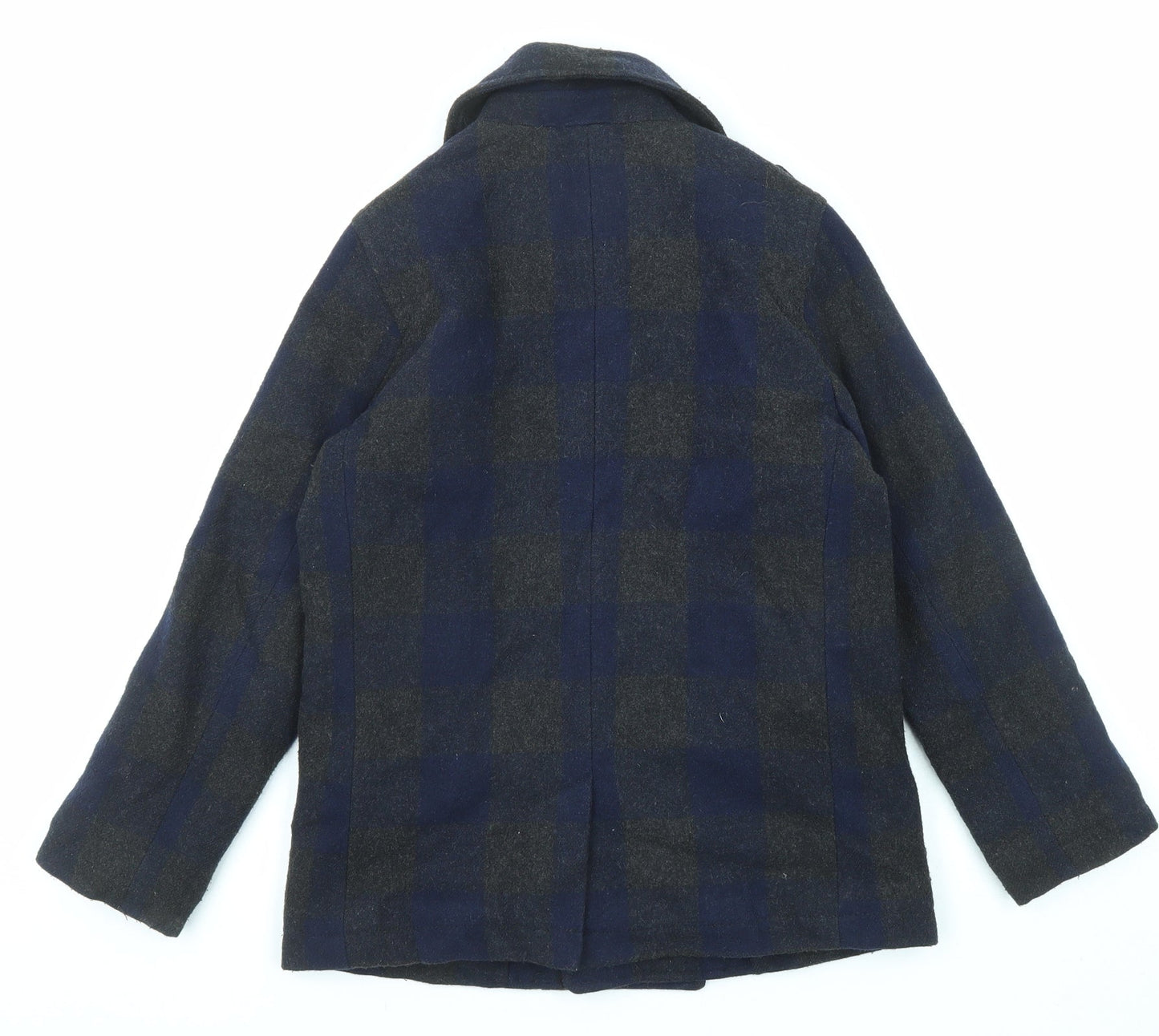 Autograph Girls Blue Check Jacket Coat Size 9-10 Years Button
