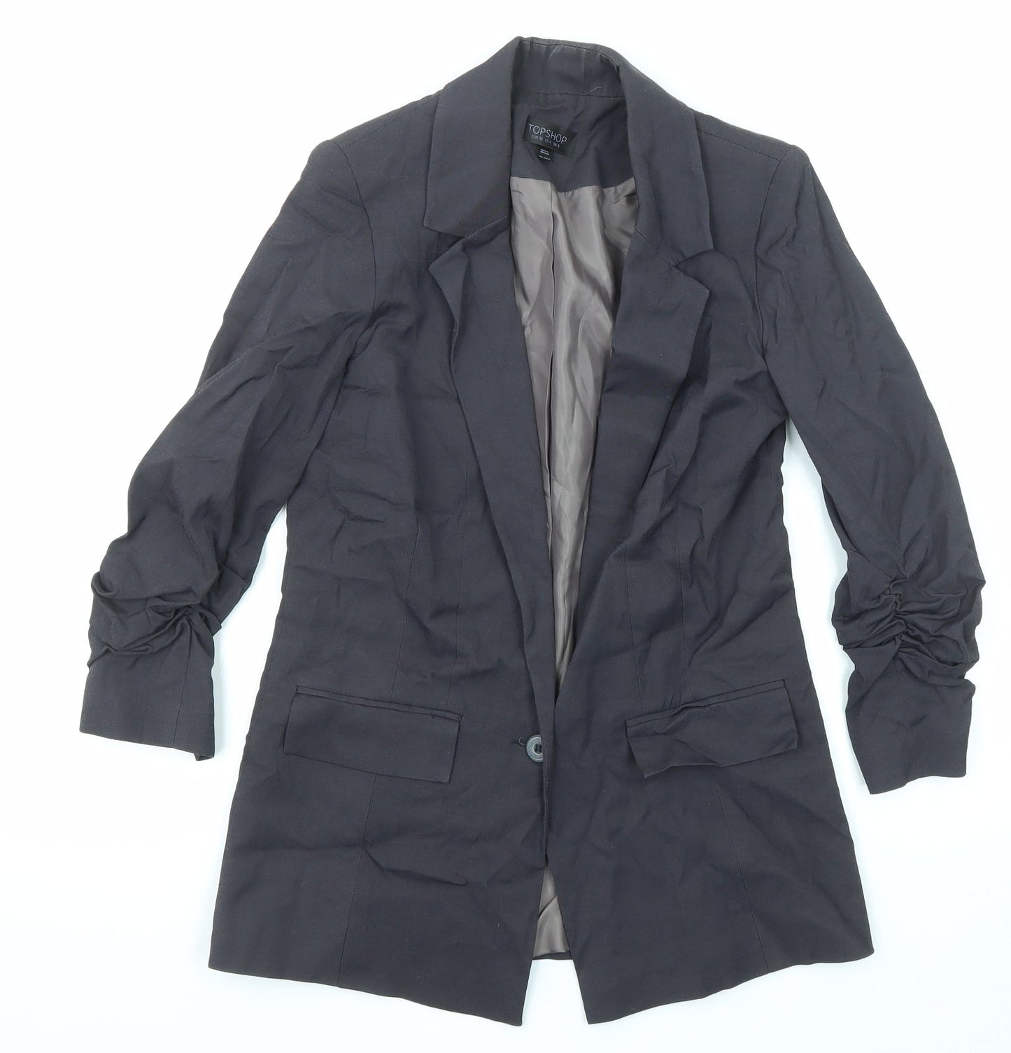 Topshop Womens Black Jacket Blazer Size 8 Button
