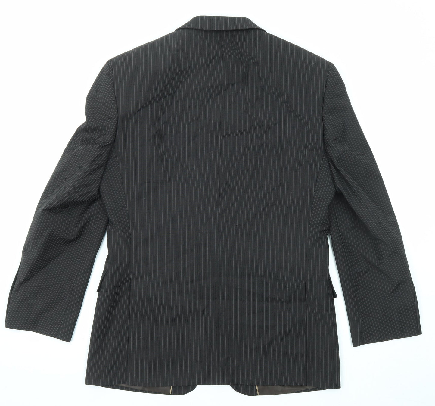 Marks and Spencer Mens Brown Striped Polyester Jacket Suit Jacket Size 38 Regular