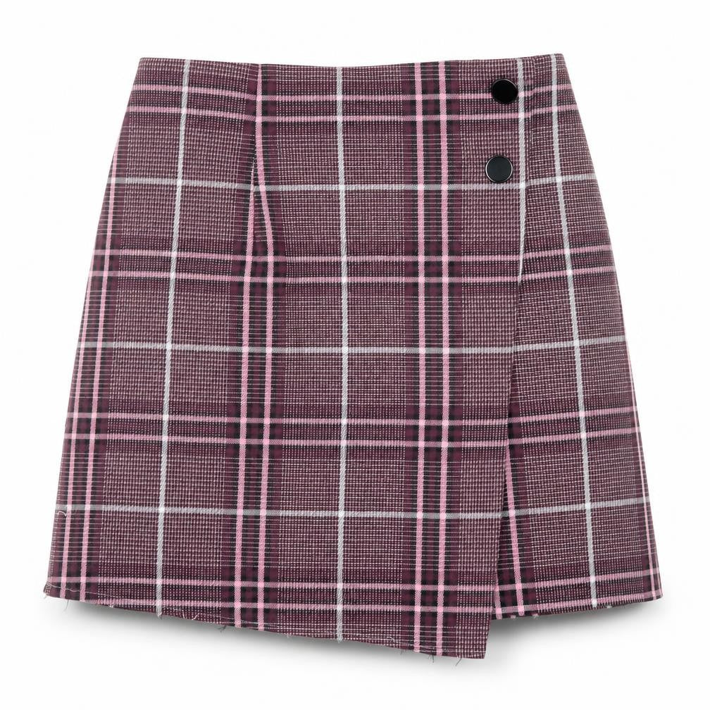 Marks and Spencer Womens Purple Plaid Wool A-Line Skirt Size 29 in Zip