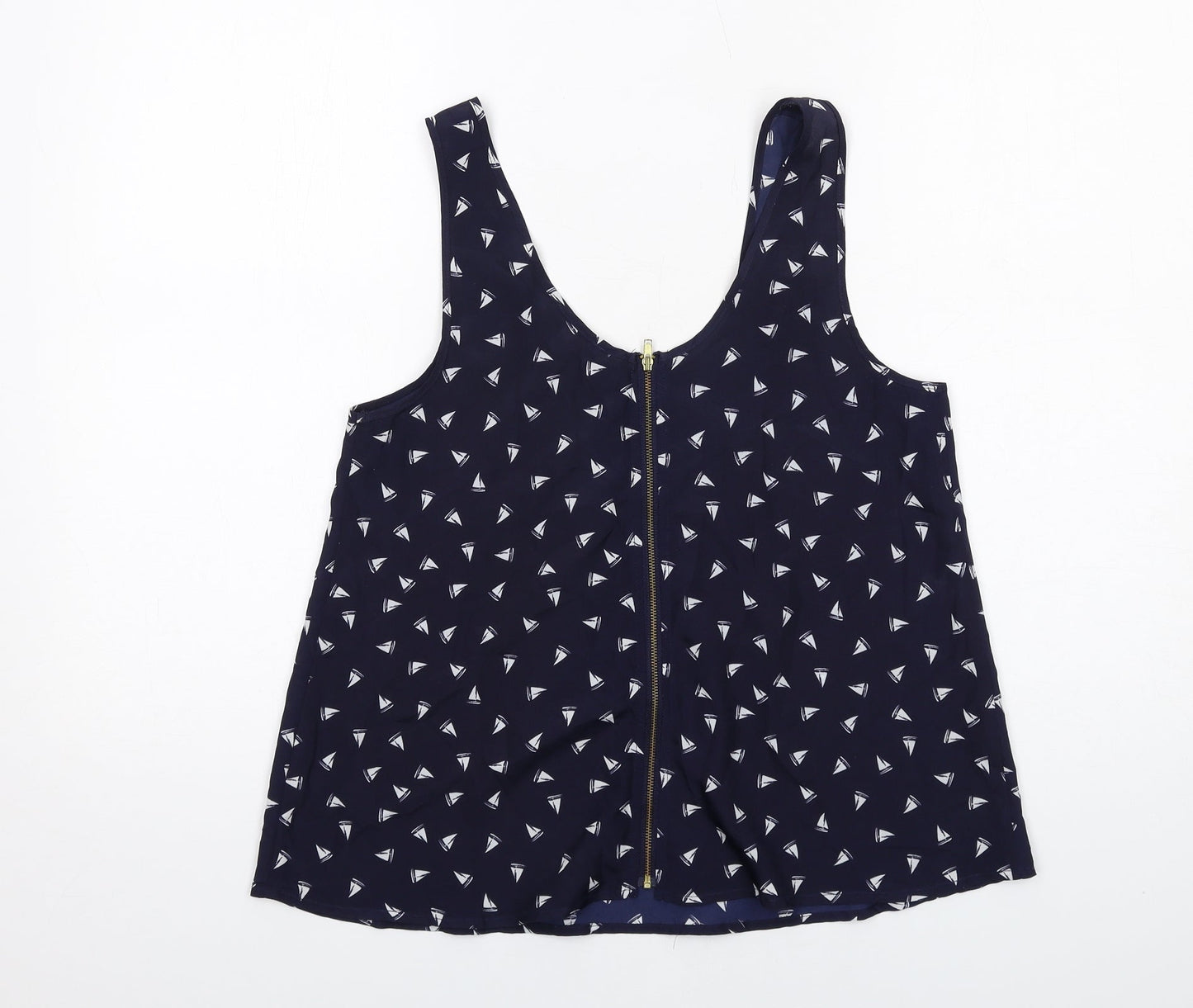 Miss Shop Womens Blue Geometric Polyester Basic Tank Size 10 Round Neck - Boats