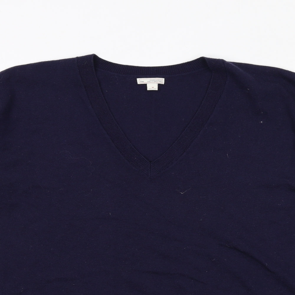 Gap Womens Blue V-Neck Nylon Pullover Jumper Size M
