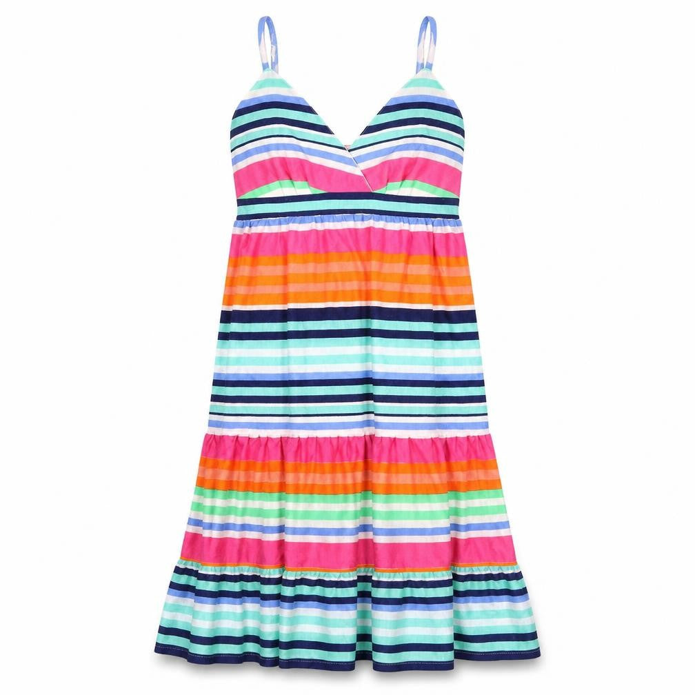 Utam Boutique Womens Multicoloured Striped Viscose Tank Dress Size 10 V-Neck Zip