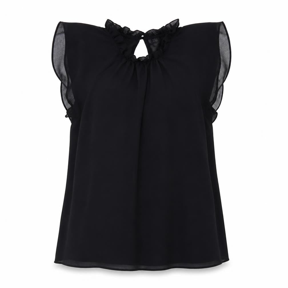 River Island Womens Black Polyester Basic Blouse Size 12 Round Neck