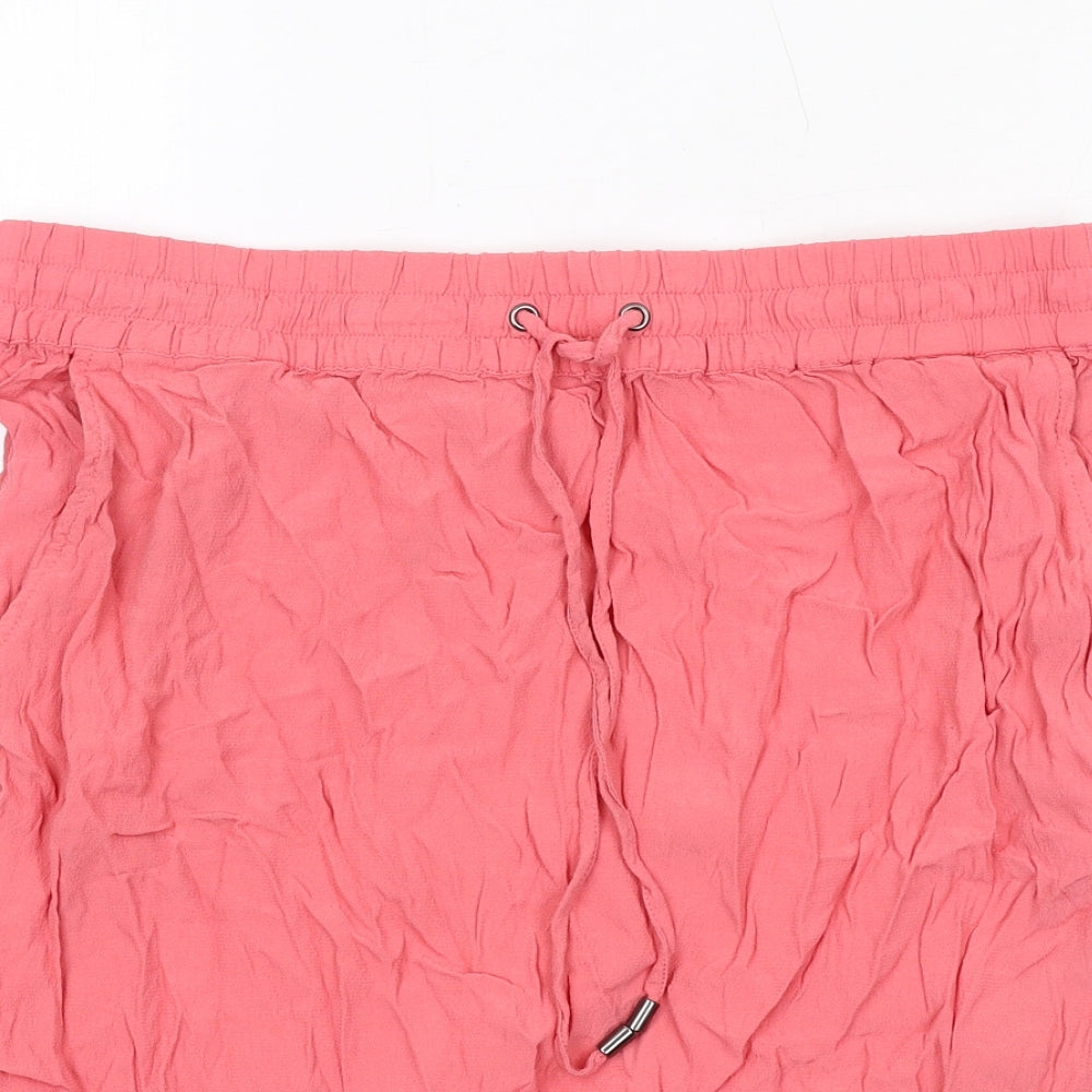 Saint Tropez Clothing Womens Pink Viscose A-Line Skirt Size L Drawstring