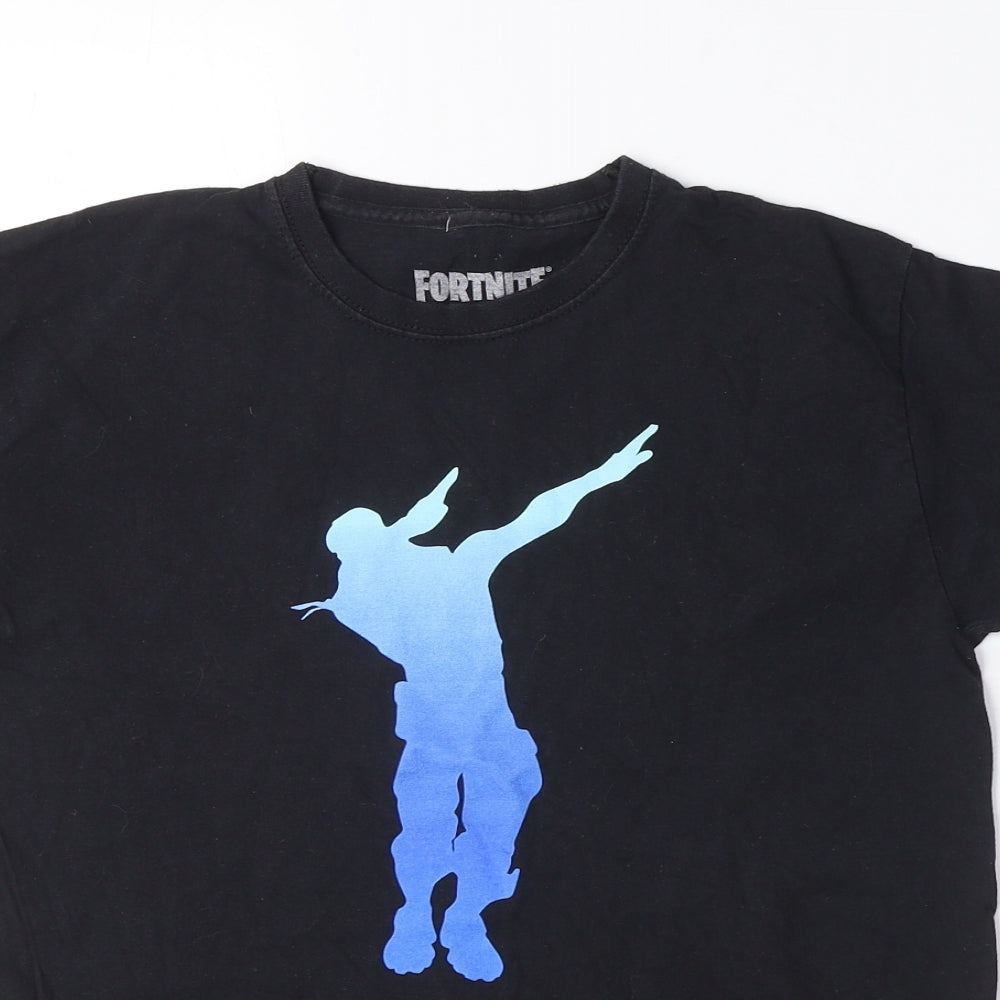 Fortnite Boys Black 100% Cotton Basic T-Shirt Size L Round Neck Pullover