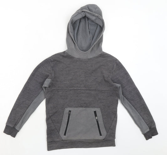 Marks and Spencer Girls Grey Cotton Pullover Hoodie Size 9-10 Years Pullover