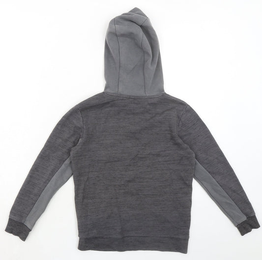 Marks and Spencer Girls Grey Cotton Pullover Hoodie Size 9-10 Years Pullover