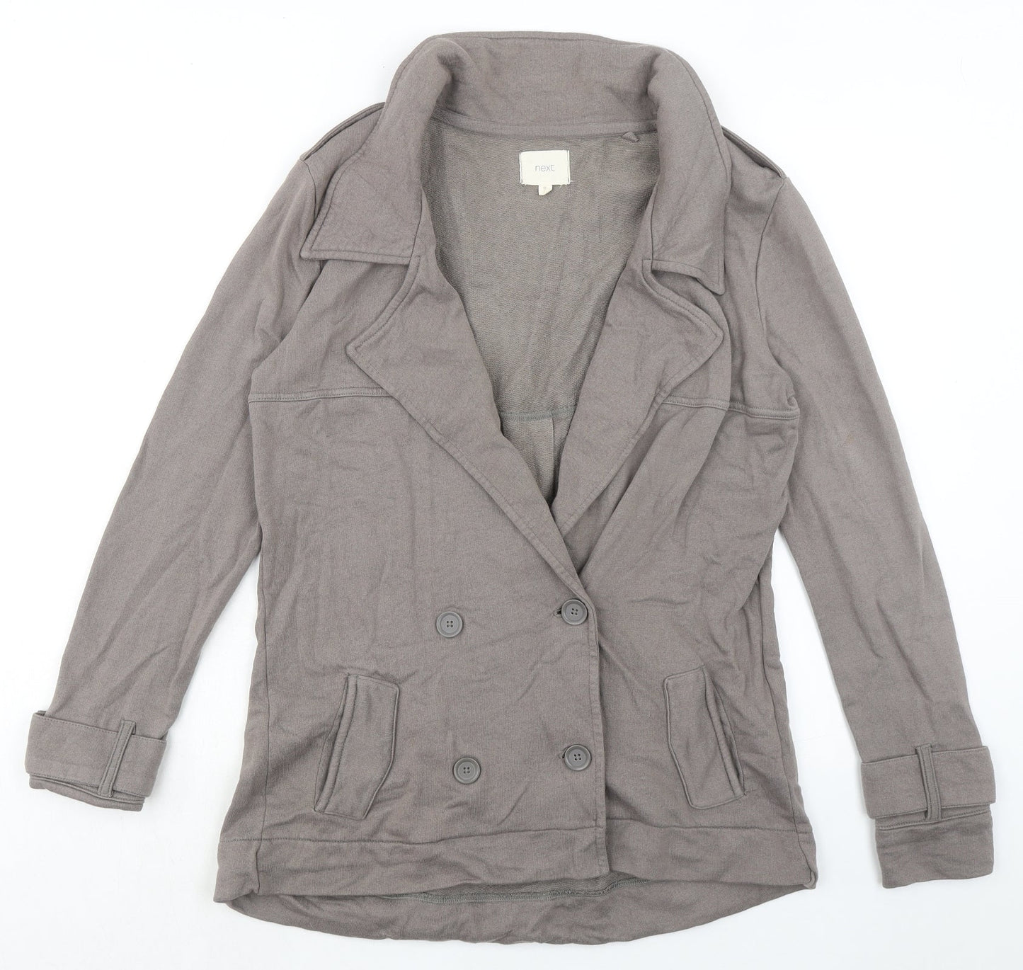 NEXT Womens Grey Cotton Overcoat Jacket Size 10 Button