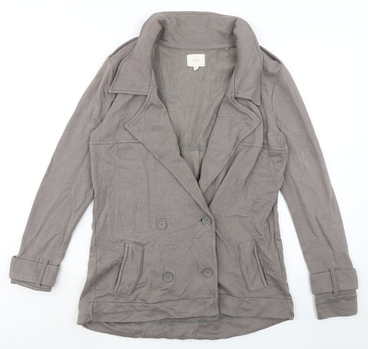 NEXT Womens Grey Cotton Overcoat Jacket Size 10 Button
