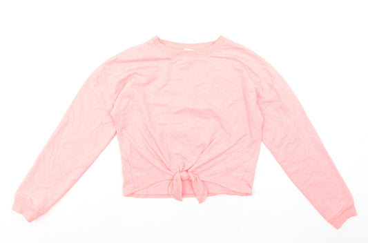 H&M Girls Pink Cotton Pullover Sweatshirt Size 12-13 Years Pullover - Knot Front