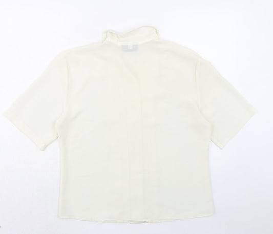 Perceptions Womens Ivory Polyester Basic Button-Up Size 14 Collared