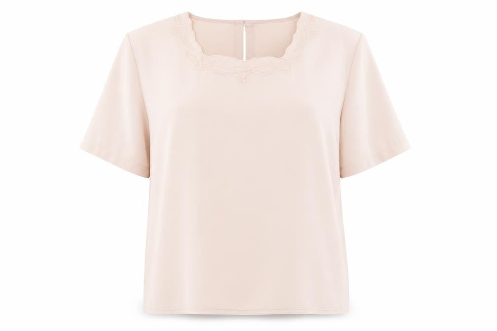 Canda Womens Pink Polyester Basic Blouse Size 16 Round Neck