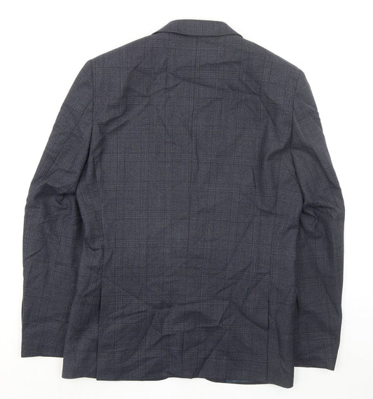 Onesixfive Mens Grey Plaid Wool Jacket Suit Jacket Size 38 Regular