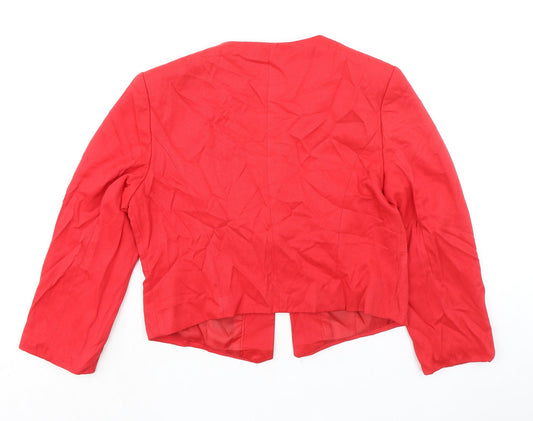 Et Vous Womens Red Jacket Blazer Size 14 Hook & Eye