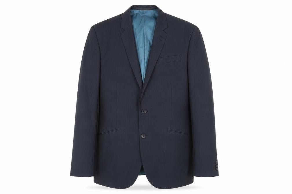 Marks and Spencer Mens Blue Striped Polyester Jacket Suit Jacket Size L Regular