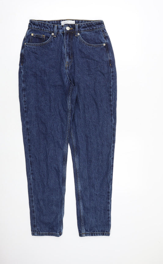 Denim & Co. Womens Blue Cotton Tapered Jeans Size 8 L29 in Regular Zip