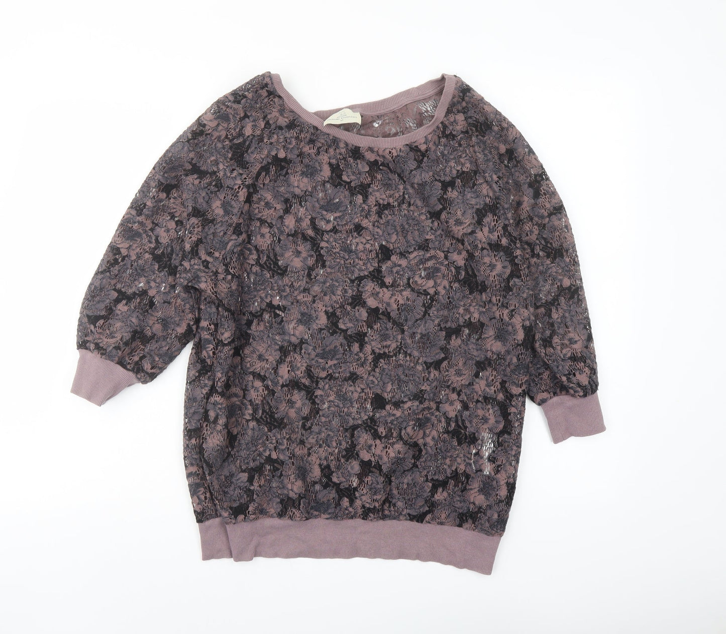 NEXT Womens Purple Floral Polyester Basic Blouse Size 10 Round Neck
