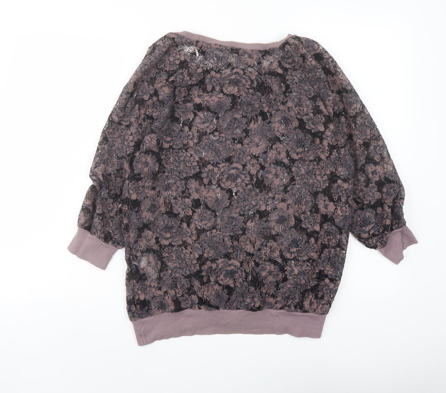NEXT Womens Purple Floral Polyester Basic Blouse Size 10 Round Neck