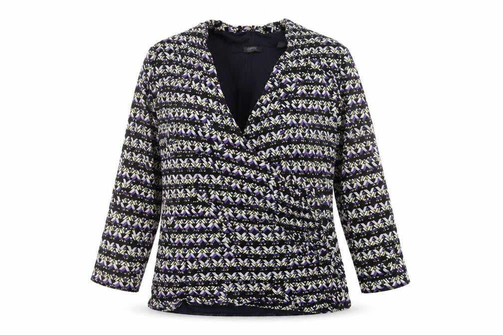 ESPRIT Womens Multicoloured Geometric Polyester Basic Blouse Size 2XL V-Neck