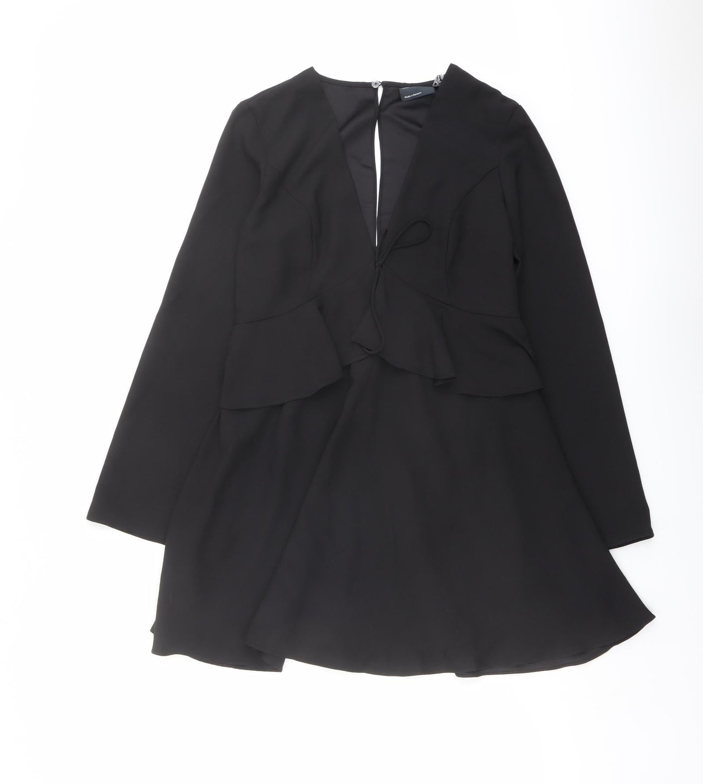ASOS Womens Black Polyester Trapeze & Swing Size 10 V-Neck Button