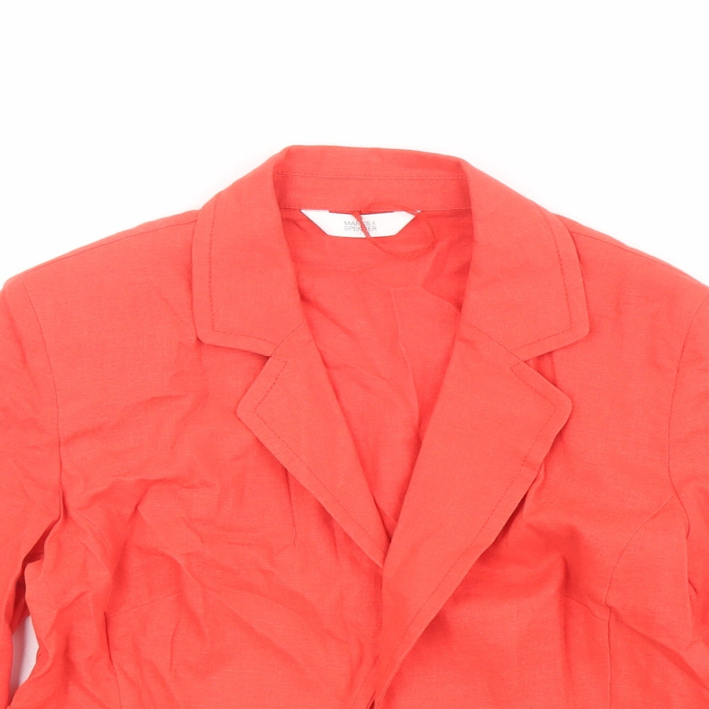 Marks and Spencer Womens Red Jacket Blazer Size 12 Hook & Eye
