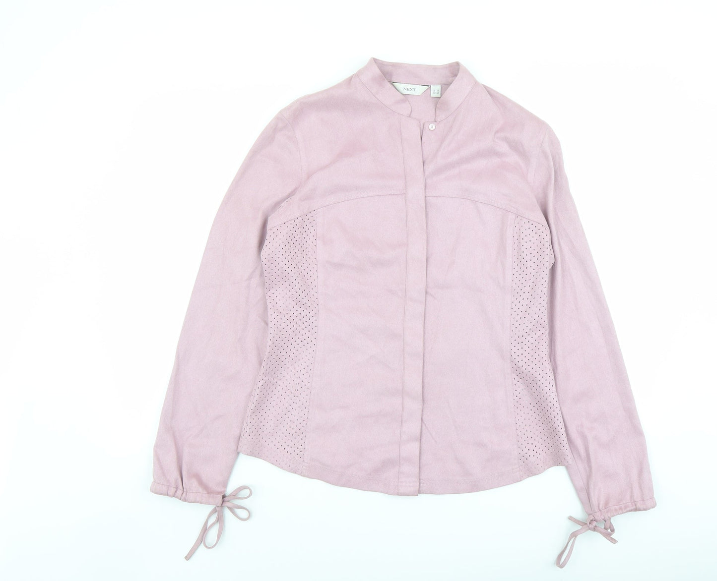 NEXT Womens Pink Polyester Basic Button-Up Size 14 Mock Neck