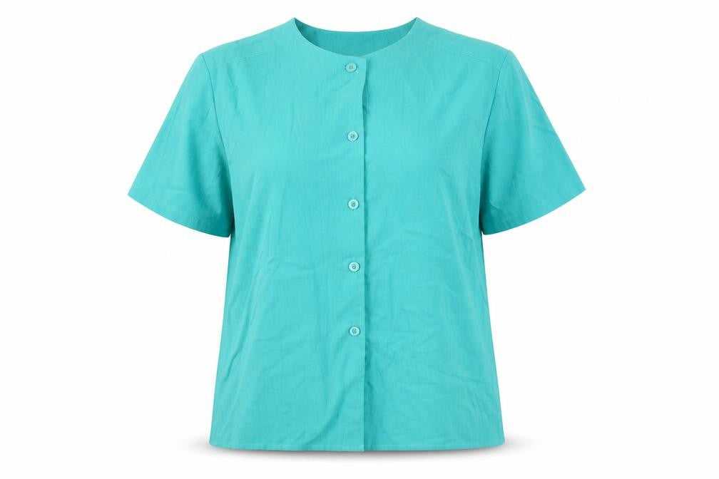 Compliments Womens Green Polyester Basic Button-Up Size 16 Round Neck