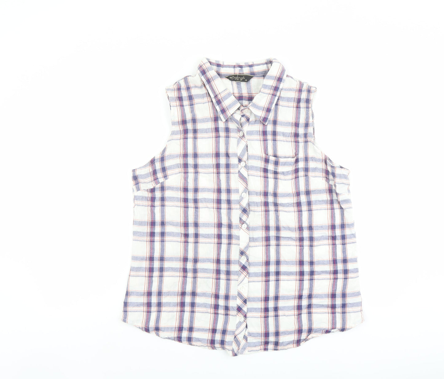 Originals Womens Multicoloured Plaid Cotton Basic Button-Up Size 18 Collared