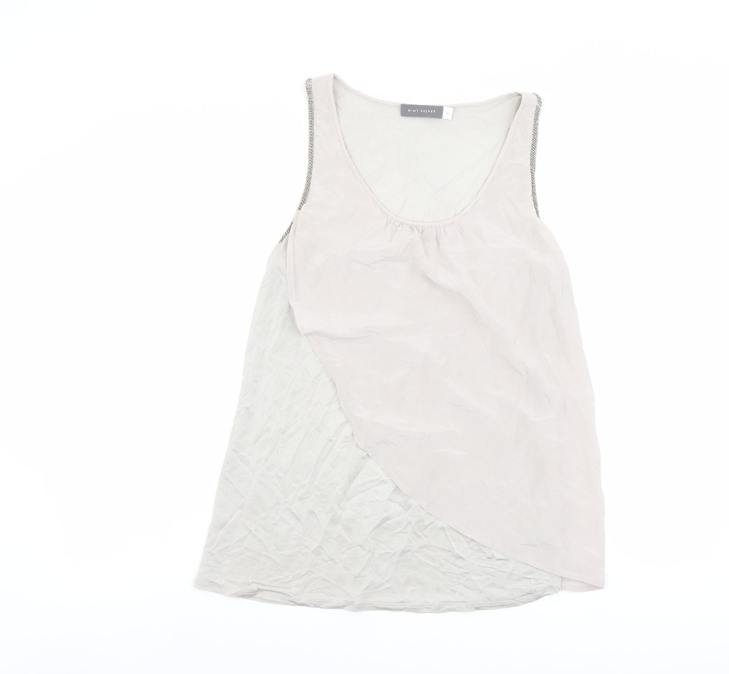 Mint Velvet Womens Beige Paisley Viscose Basic Tank Size 10 Scoop Neck