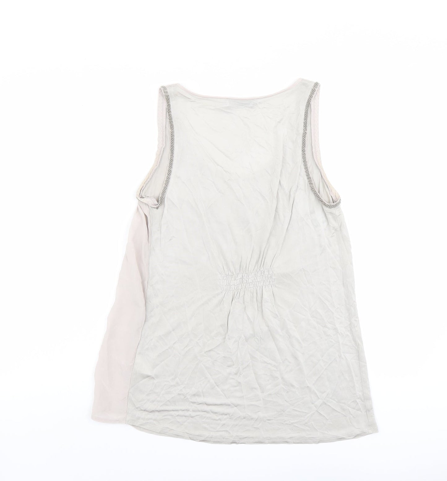 Mint Velvet Womens Beige Paisley Viscose Basic Tank Size 10 Scoop Neck