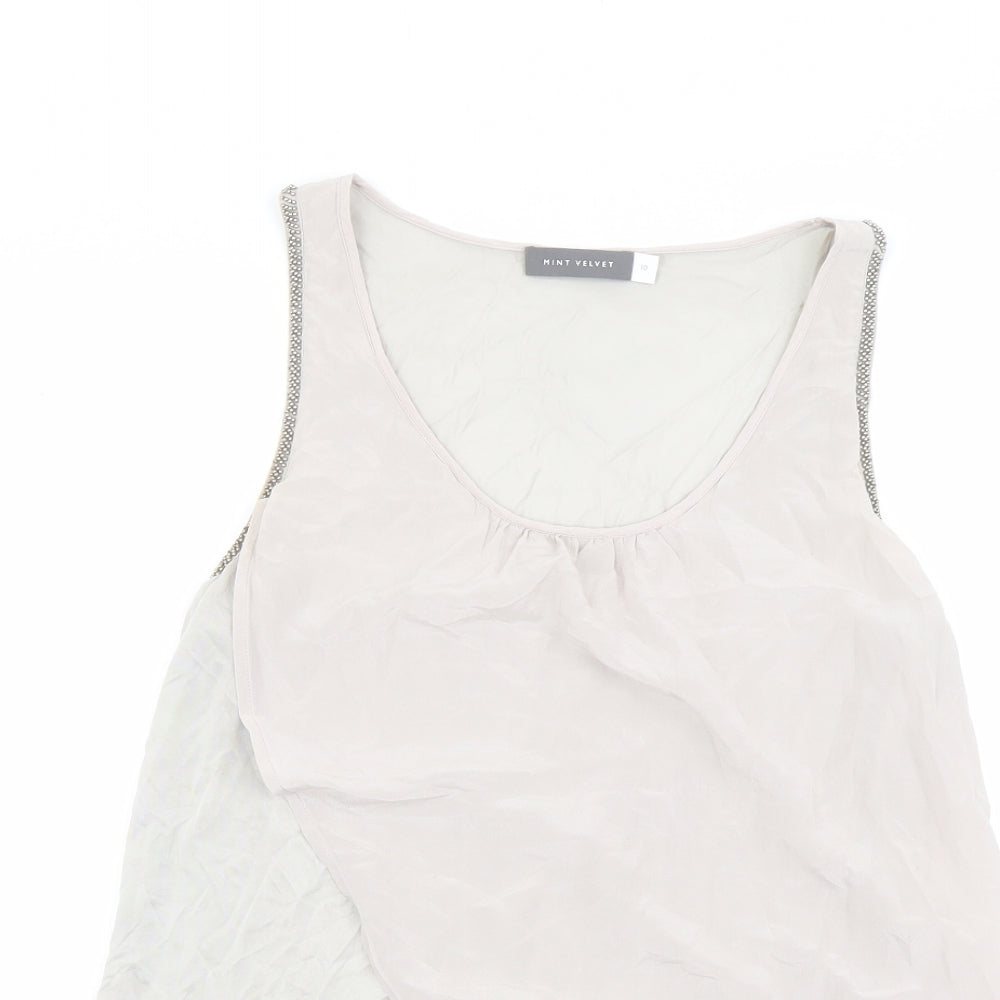 Mint Velvet Womens Beige Paisley Viscose Basic Tank Size 10 Scoop Neck