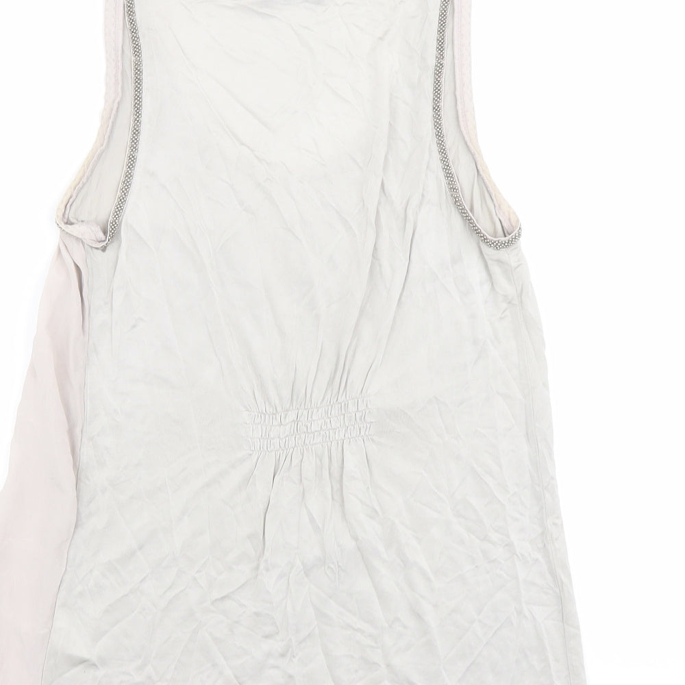 Mint Velvet Womens Beige Paisley Viscose Basic Tank Size 10 Scoop Neck