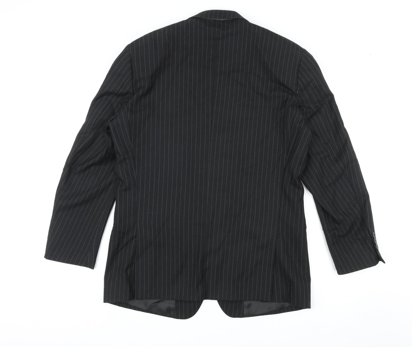 Skopes Mens Black Striped Polyester Jacket Suit Jacket Size 40 Regular