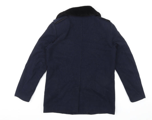 H&M Womens Blue Biker Jacket Size 8 Zip