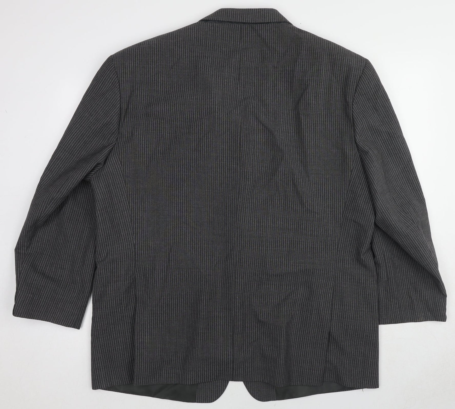 Skopes Mens Grey Striped Polyester Jacket Blazer Size 48 Regular